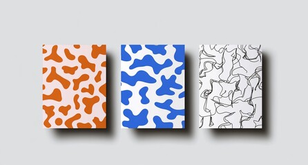 Poster - Three patterned notebooks featuring abstract designs in various colors.