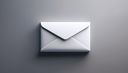 Poster - A simple, white envelope rests on a smooth, gray surface, conveying themes of communication and correspondence.
