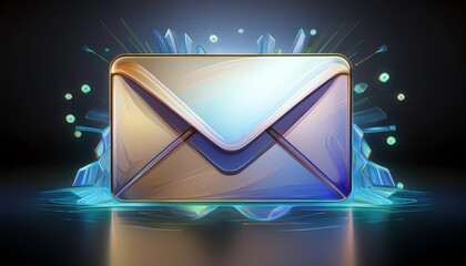 Poster - A glowing envelope surrounded by colorful splashes, symbolizing digital communication and modern messaging.