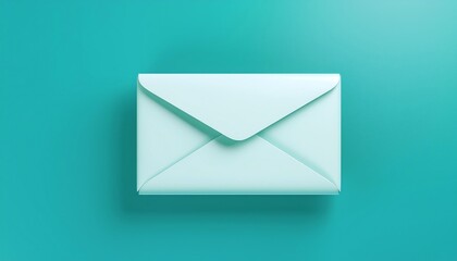 Poster - A minimalistic mint envelope on a teal background, symbolizing communication and correspondence.