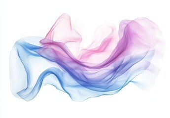 Poster - Abstract flowing fabric with pink and blue color gradient on white background.