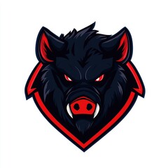 Wall Mural - Fierce Black Boar Head Mascot Design Illustration