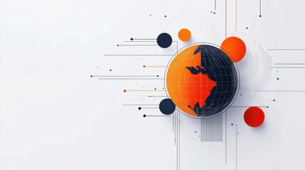 Poster - Abstract Global Illustration with Artistic Circles and Geometric Lines in Bold Colors