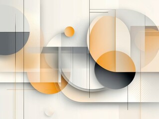 Poster - Abstract Geometric Art with Circles and Lines in Yellow, Black, and White Tones