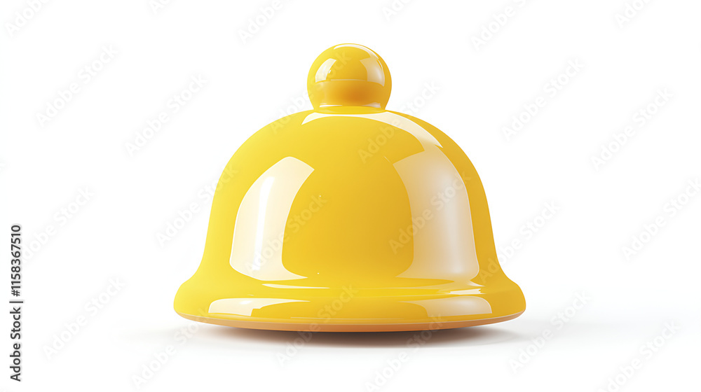 Yellow 3D bell icon illustration with a smooth, glossy finish. The bell ...