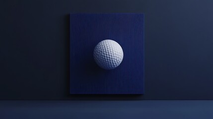 Canvas Print - Floating golf ball showcased on a minimalist dark blue canvas