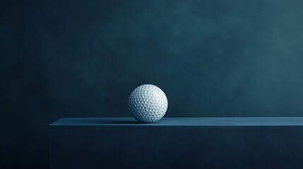 Canvas Print - Elegant composition of a golf ball displayed on dark blue