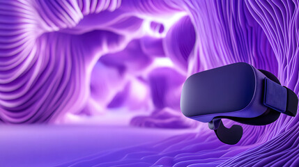 Aufkleber - Immersive virtual reality headset in a futuristic, abstract purple environment