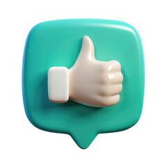 Wall Mural - thumb up 3d render icon in cartoon plastic style minimal isolated on transparent white background, clipping path