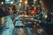 © Alisa - Hand typing on laptop with glowing social media icons. AI generative. .
