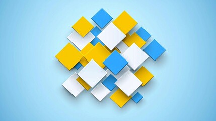 Wall Mural - Colorful geometric shapes on light blue background for design