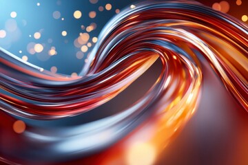 Poster - Colorful Abstract Wave Patterns with Glowing Lights and Soft Bokeh Background