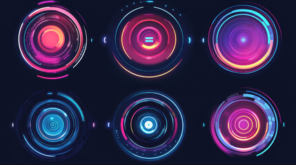 Poster - Set of Circle Abstract Digital Technology UI Futuristic HUD Virtual Interface Elements Sci- Fi Modern, Theme Technology, Game Control,  Elements of Background Hi-tech or Design