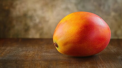 Sticker - Ripe mango on wooden surface.