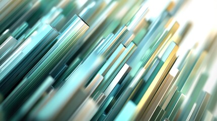 Aufkleber - Abstract 3D rendering of teal, gold, and white geometric shapes, creating a dynamic, modern background.