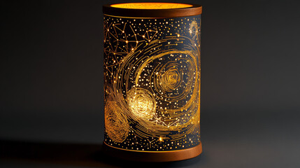 Poster - Abstract image of a lamp bulb in the form of a starry sky or space, consisting of points, lines, and shapes in the form of planets, stars and the universe. Vector business