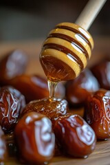 Poster - Honey dripping onto dates.