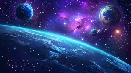 Poster - abstract image planet earth in the form of a starry sky or space, consisting of points, lines, and s