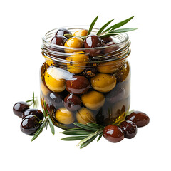 Delicious olives jar Transparent Background.