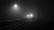 © Babycrab - Train at night in foggy station.