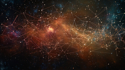 Poster - cloud service concept composed of polygons. Low poly vector illustration of a starry sky or Cosmos. The shield consists of lines, dots and shapes.