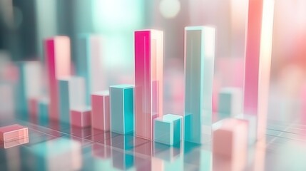 Aufkleber - Abstract 3D bar chart graph showing data growth, success, and financial progress.
