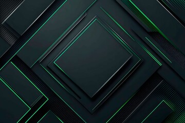 Poster - This vector illustration features a gradient green-black circuit board background, highlighted by an abstract technology pattern resembling interconnected circuitry.