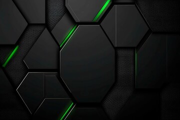 Poster - This vector illustration features a gradient green-black circuit board background, highlighted by an abstract technology pattern resembling interconnected circuitry.