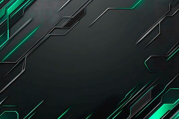 Poster - This vector illustration features a gradient green-black circuit board background, highlighted by an abstract technology pattern resembling interconnected circuitry.