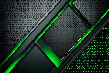 Poster - This vector illustration features a gradient green-black circuit board background, highlighted by an abstract technology pattern resembling interconnected circuitry.