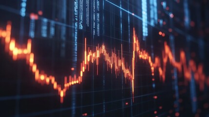 Fototapete - Stock market data displayed on a digital screen showing fluctuating prices and trends.