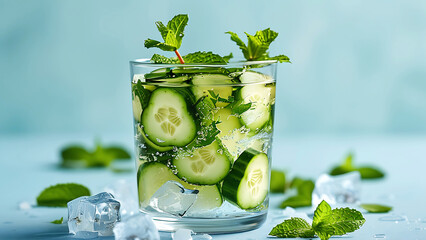 Canvas Print - Refreshing cucumber mint water