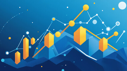 Poster - Growth chart. Business Technological concept. Polygonal abstract science illustration. Low poly blue vector illustration of a starry sky or Cosmos. Vector image in RGB Color mode.