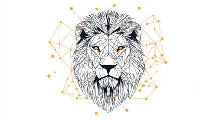 Wall Mural - Abstract vector image of lion. Lion's head Low poly wire frame illustration. Lines and dots. RGB Color mode. Wild animals concept. Polygonal art.