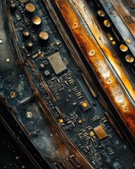 Aufkleber - Close-up of three burnt circuit boards showing damage and heat discoloration.