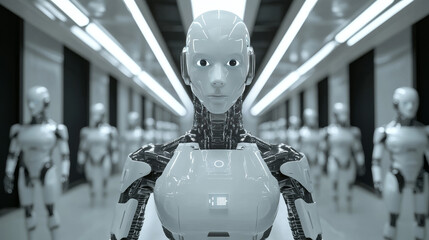 Poster - abstract technology ai computing and world concept working data of artificial intelligence and futur