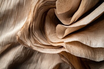 Aufkleber - Abstract close-up of swirling, layered beige paper texture.