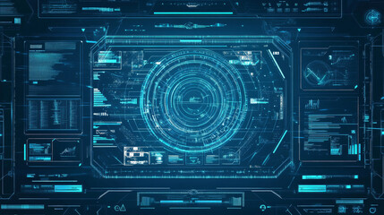 Poster - Modern abstract network science connection technology line dot and graphic design. on hi tech future blue background network.