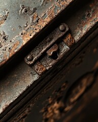 Aufkleber - Close-up of rusty old metal box latch.