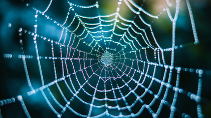 Poster - Abstract, Web 3.0 and blockchain square, Technology or Concept to Develop Web Links, Decentralized, Bottom-up Design, Consensus on Blue Background. Modern digital, futuristic