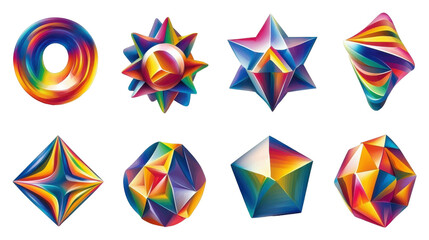 Poster - Colorful geometric shapes display art exhibition digital artwork creative space close-up view abstract design