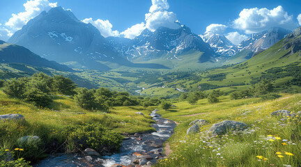 Poster - A beautiful mountain landscape.