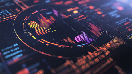 Poster - abstract technology ui futuristic concept hud interface hologram elements of digital data chart, communication, computing and circle percent vitality innovation on hi tech future design background