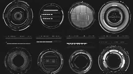 Poster - Set of Circle, Loading Bar, HUD Abstract Digital Technology UI Futuristic HUD Virtual Interface Elements Sci- Fi Modern User For Graphic Motion, Theme Technology, Game, Elements of Background Hi-tech.