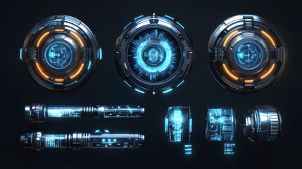Poster - Set of Circle, Loading Bar, HUD Abstract Digital Technology UI Futuristic HUD Virtual Interface Elements Sci- Fi Modern User For Graphic Motion, Theme Technology, Game, Elements of Background Hi-tech.