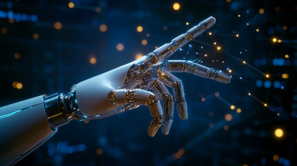 Poster - abstract technology ai computing on hand wireframe concept working data of artificial intelligence a