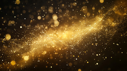 Poster - low poly illustration of the dna with a golden dust effect. sparkle stardust. glittering vector with