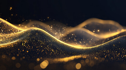 Poster - low poly illustration of the dna with a golden dust effect. sparkle stardust. glittering vector with