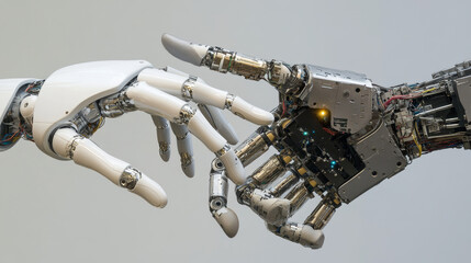 Poster - Abstract Collaboration of humans and artificial intelligence Concept to collaborate on modern technology creation.