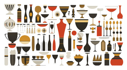 Poster - Artistic drink vessels showcase abstract composition digital illustration colorful environment creative perspective